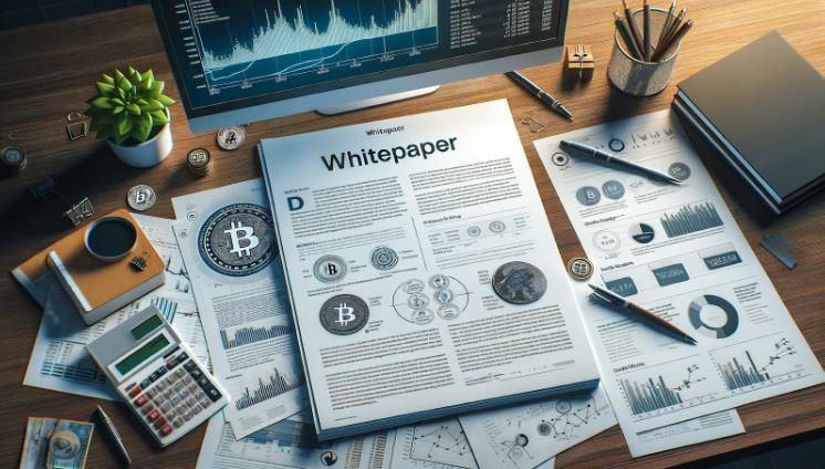 mesa com papeis simbolizando o white paper do bitcoin