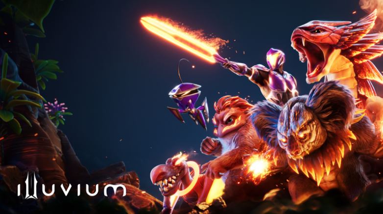 Imagem com os personagens do jogo cripto Illuvium. São dragões e robôs.