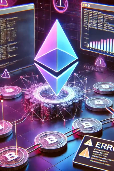 Imagem em escala de lilás e azul com o simbolo da criptomoeda Solana ao centro ligado a cadeados.