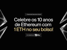 Fundo preto com o símbolo da criptomoeda Ethereum (ETH).