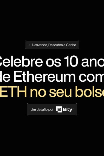 Fundo preto com o símbolo da criptomoeda Ethereum (ETH).