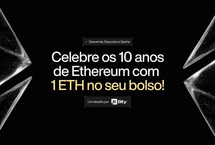 Fundo preto com o símbolo da criptomoeda Ethereum (ETH).