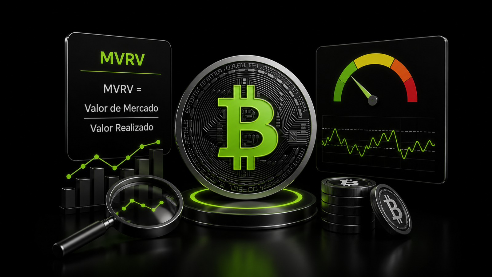 Gráfico do indicador MVRV Bitcoin mostrando ciclos de lucro e prejuízo do mercado